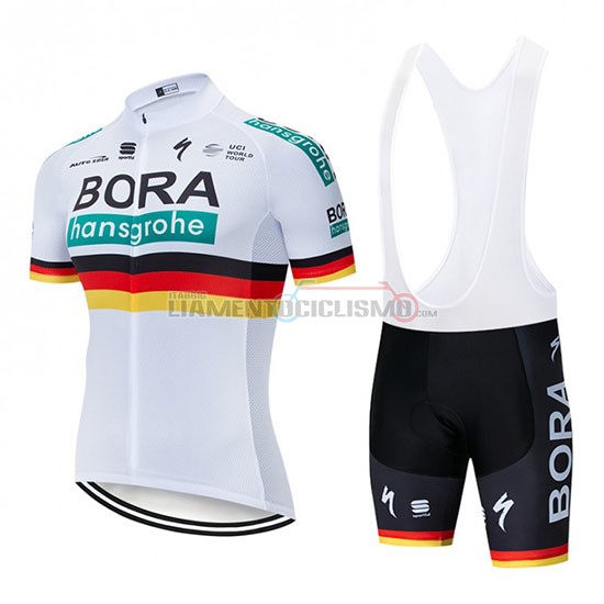 Abbigliamento Ciclismo Bora Campione Belgio Manica Corta 2019 Bianco